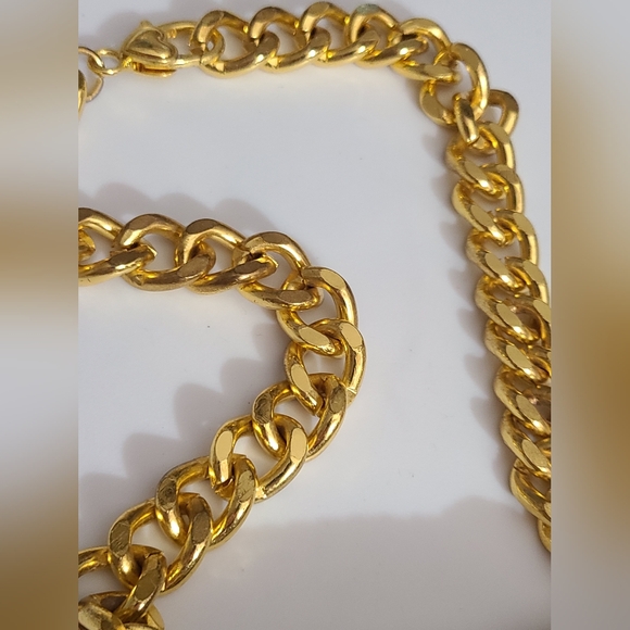 Leopard cheetah chunky chain necklace Rhinestones gold black enamel Rhianna - Picture 10 of 12